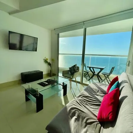 1pe-al De 1 Alcoba Frente Al Mar Con Aire Acondicionado, Piscina Y Wifi Apartamento