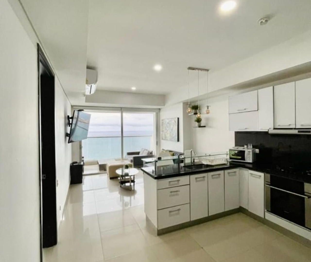1pe-al De 1 Alcoba Frente Al Mar Con Aire Acondicionado, Piscina Y Wifi Apartamento